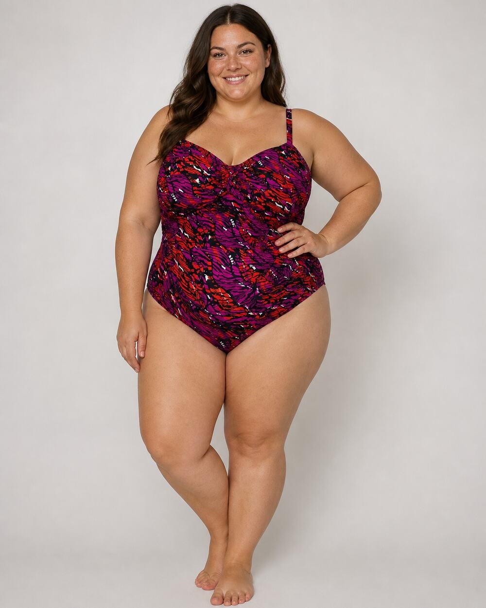 Swimsuits For All One Piece Swimsuit 20 Red Purple Shaping Tropical